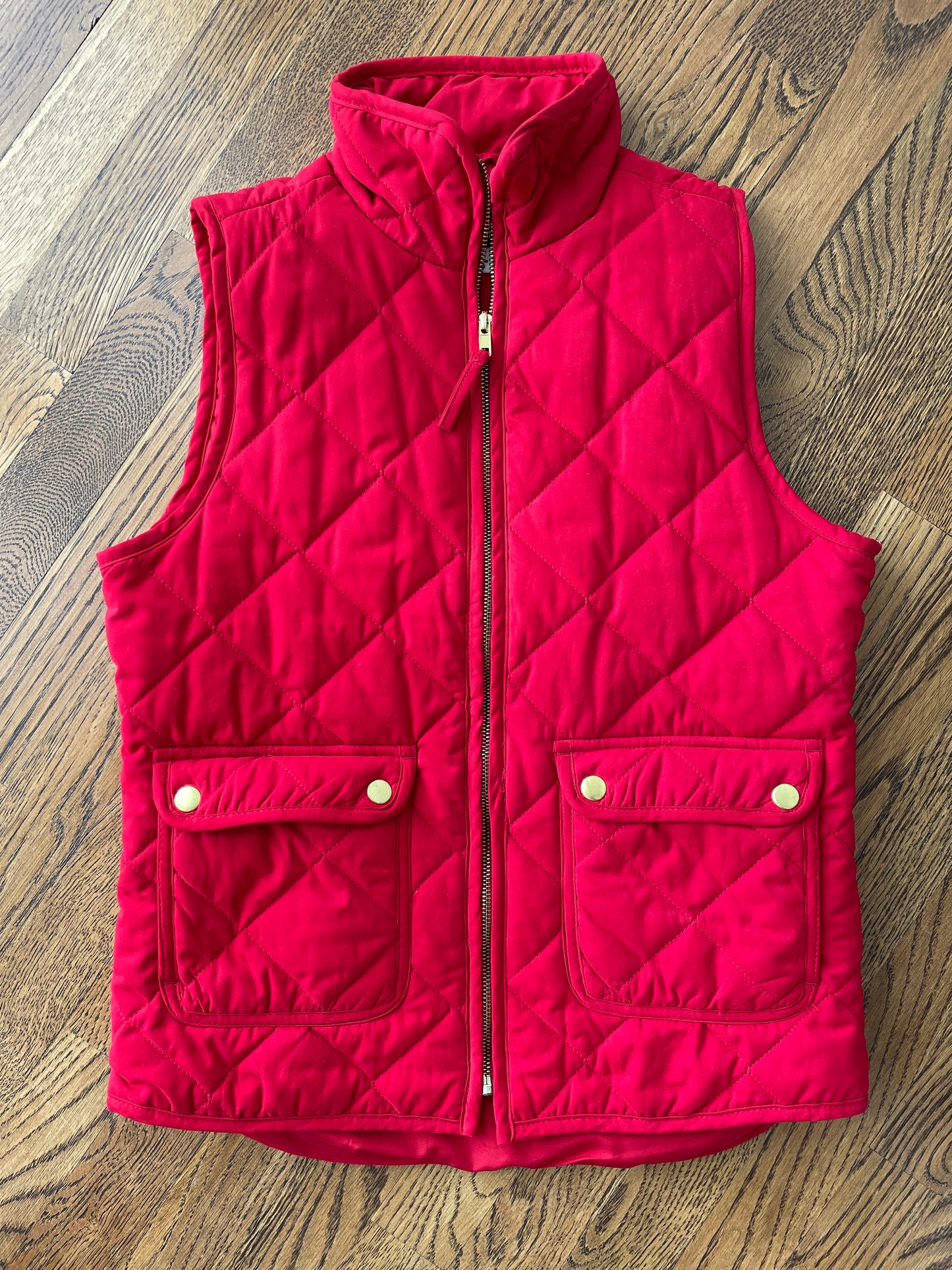 Women's S, Blue Rain, Red Quilted Vest