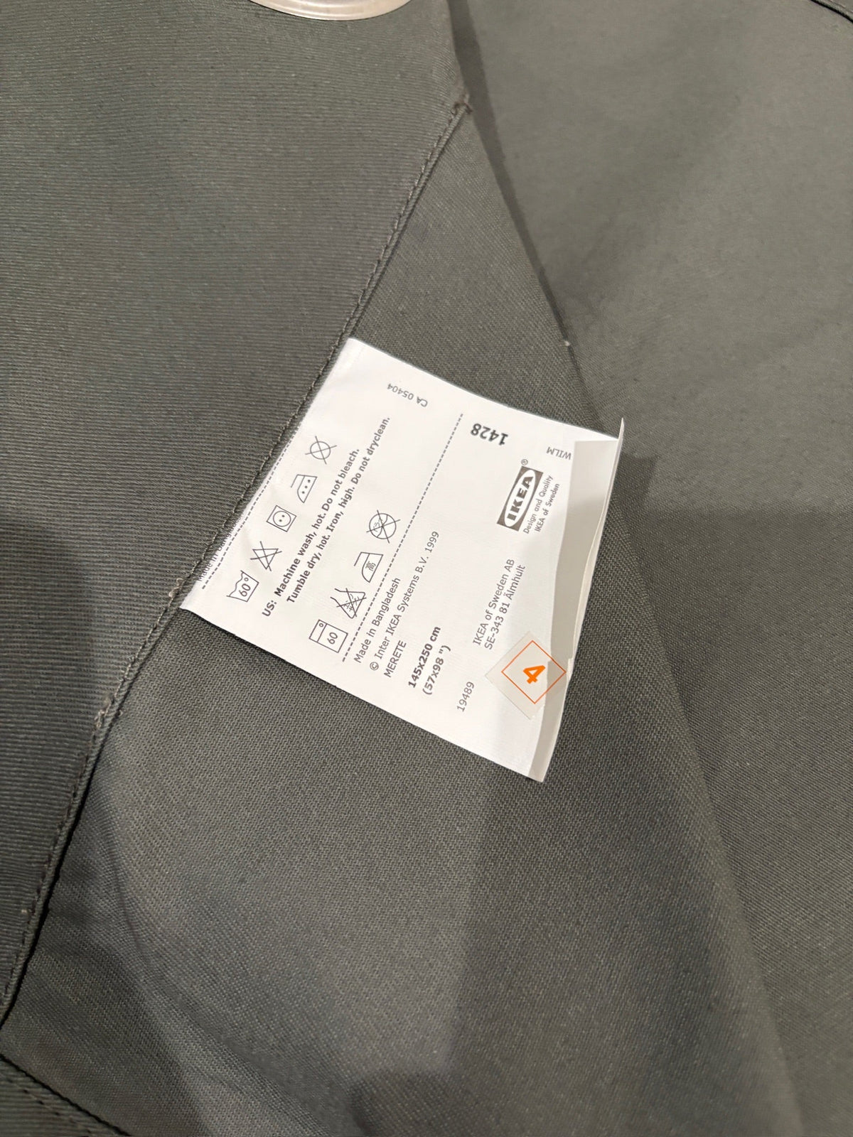 Seller #105 -  Two Gray IKEA Room Darkening Curtain Panels VGUC