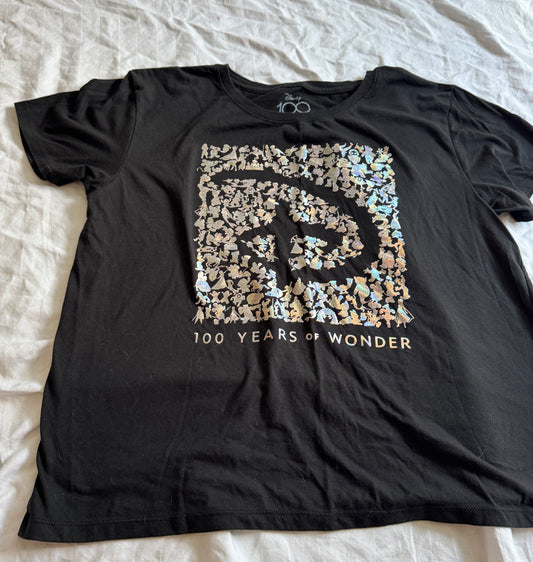 Seller #22 - Disney 100 women’s t-shirt with silver screenprinting - women’s 1X (fits like a L/XL) - GUC