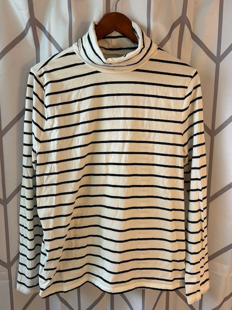 #18  Reduced! Talbots navy white stripe turtleneck women’s size XL