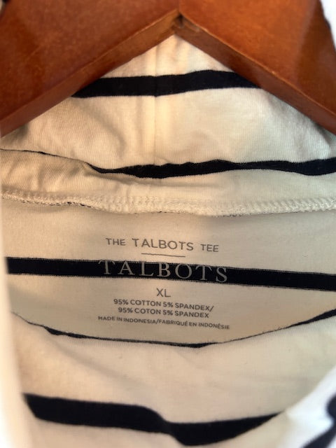 #18  Reduced! Talbots navy white stripe turtleneck women’s size XL
