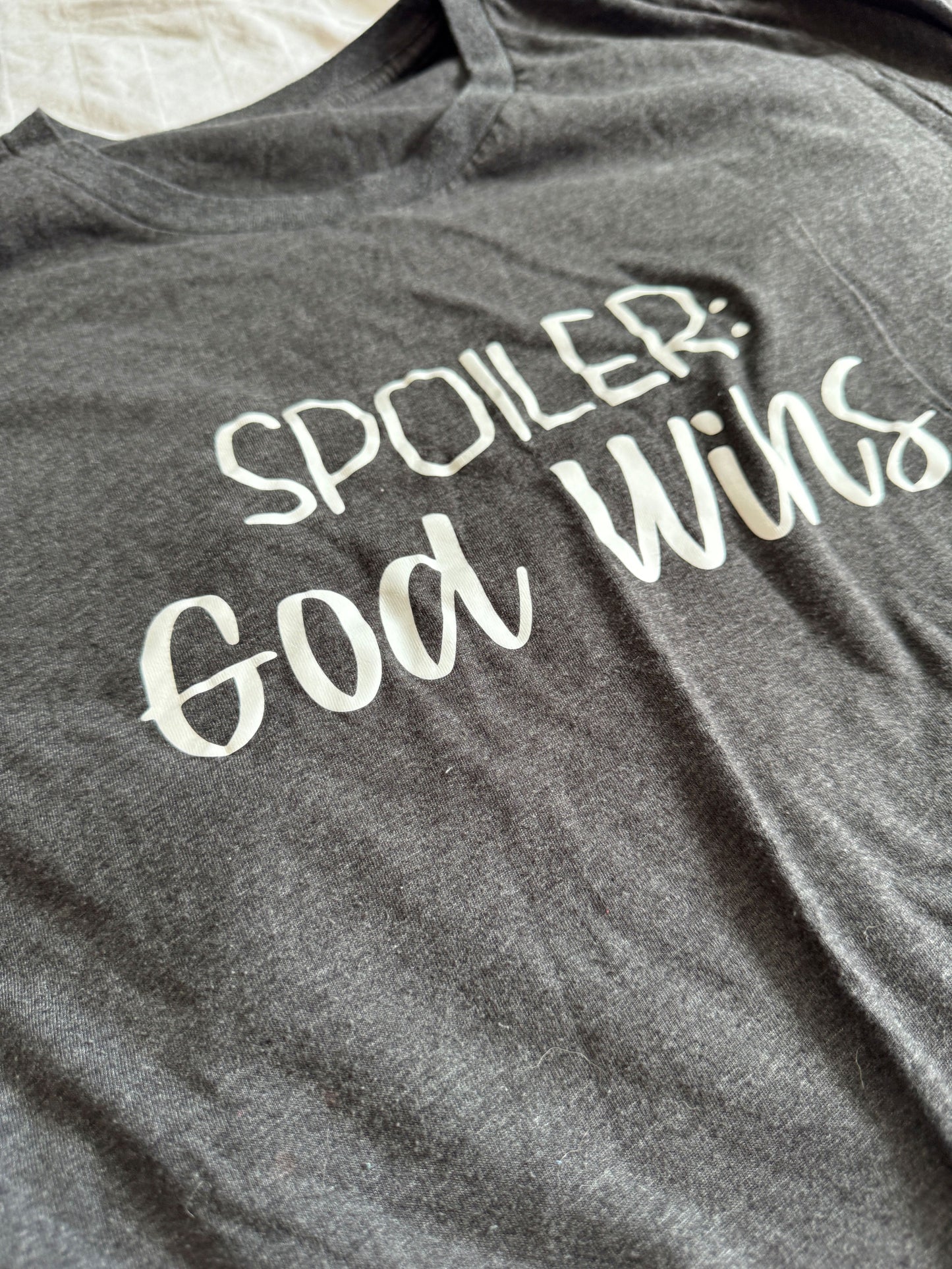 Seller #22 - 2 women’s Christian t-shirts - size L - white is NEW and gray is GUC