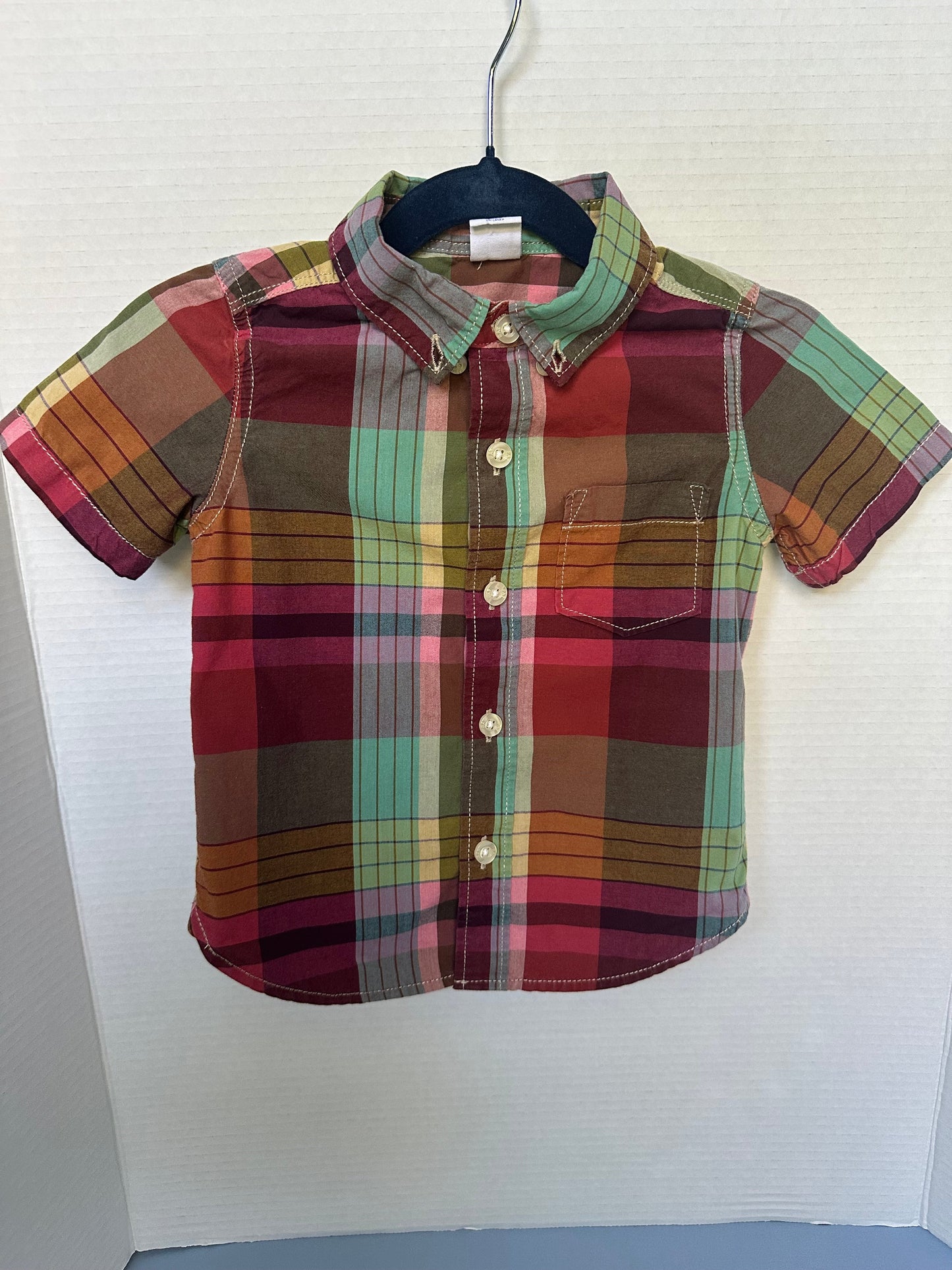#146 Baby Gap Plaid Button Up Boys 12-18M