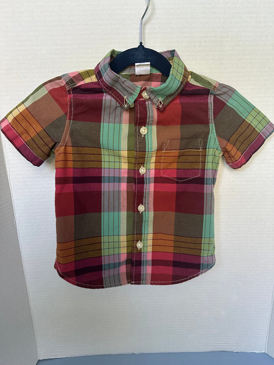 #146 Baby Gap Plaid Button Up Boys 12-18M
