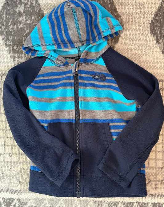 #162 North Face Blue Stripe Fleece Jacket 3t