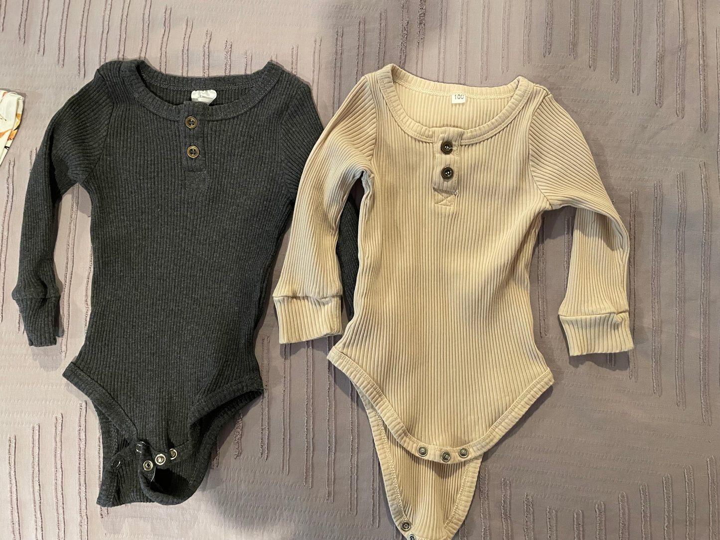 TWO Little One Shop ribbed cotton long sleeve bodysuits 18 mo