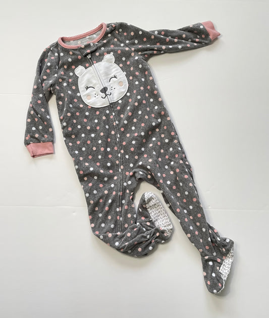 #121 Girls 2T fleece footie pajamas, EUC