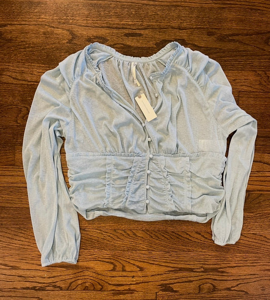 #7 Anthropologie Sheer Light Blue Top XL NWT