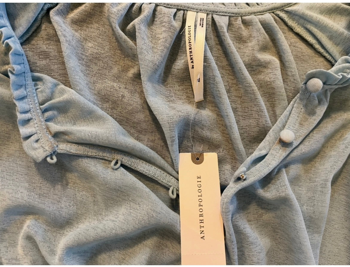 #7 Anthropologie Sheer Light Blue Top XL NWT