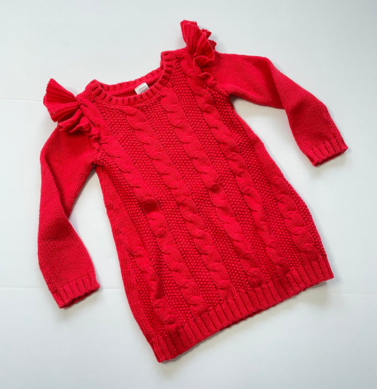 #121 Girls 2T Red sweater dress, EUC