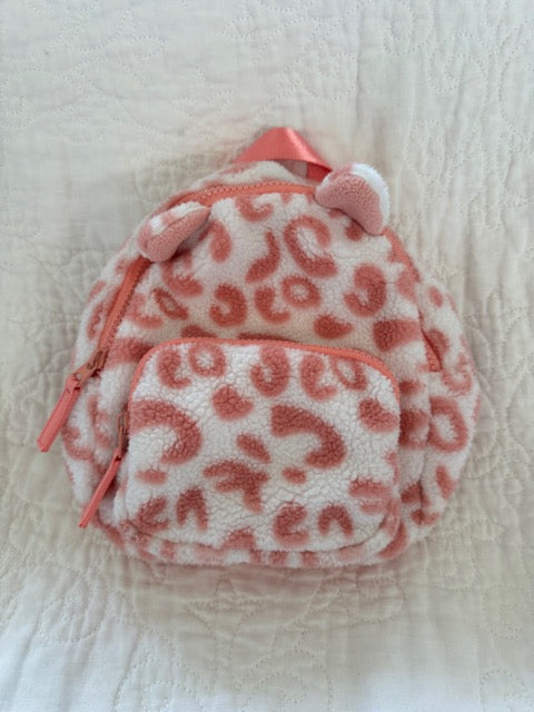 #35 Cream & Coral Leopard Mimi-Backpack Purse