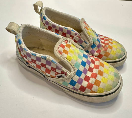 #162 Vans Rainbow checkered slip on sneaker sz 10