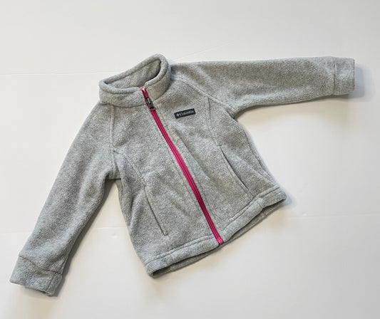 #121 Girls 2T Columbia fleece jacket light gray, EUC