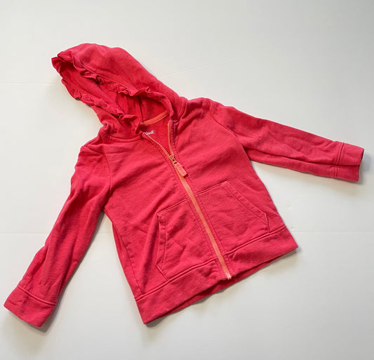 #121 Girls 2T Cat & Jack coral zip sweatshirt jacket, VGUC