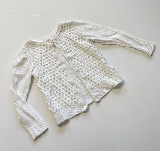 #121 Girls 2T Cat & Jack white button down sweater, EUC