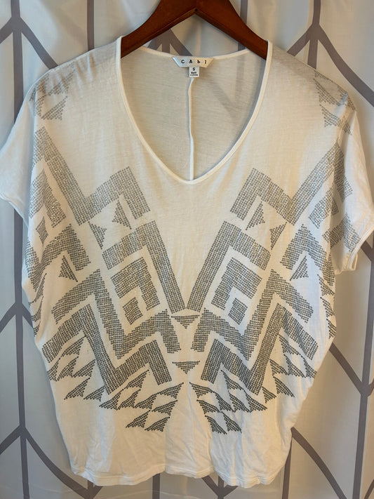Seller #18 Reduced! Cabi white silver tee women’s size Small