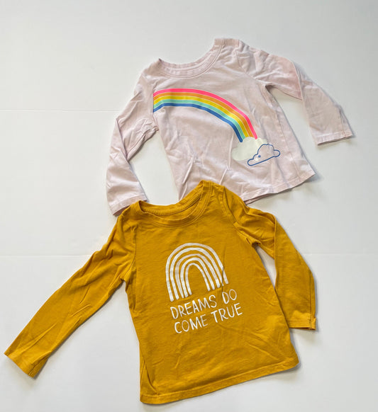 #121 Girls 3T Cat & Jack set of two long sleeve shirts, rainbow, VGUC