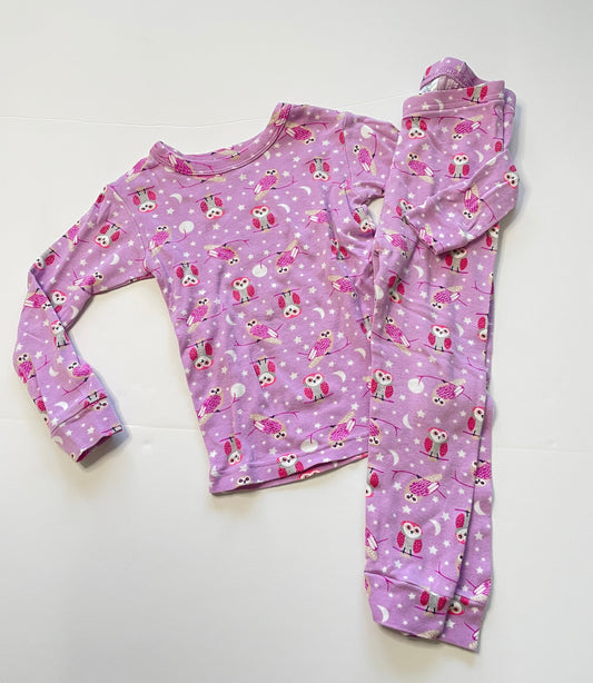 #121 Girls 3T/3Y Baby Gap purple owl pajamas, EUC