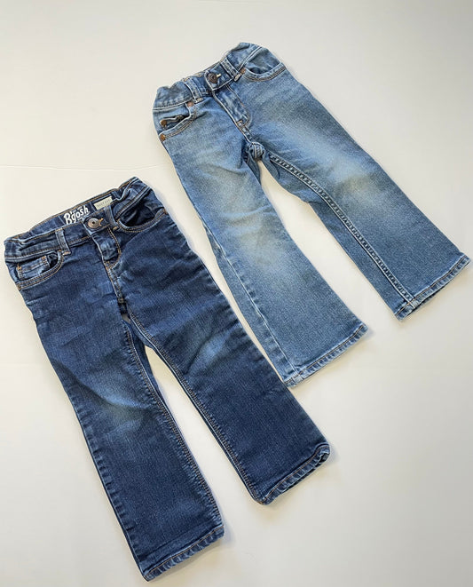 #121 Girls 3T Oshkosh jeans set of two with inside adjusters, EUC