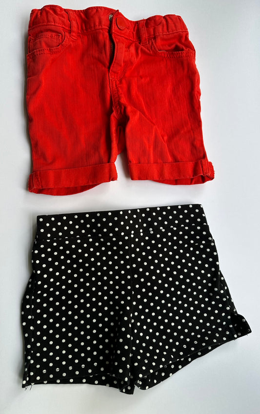 #146 Gap Old Navy Red Black Polka Dots Shorts Set Girls 18-24M