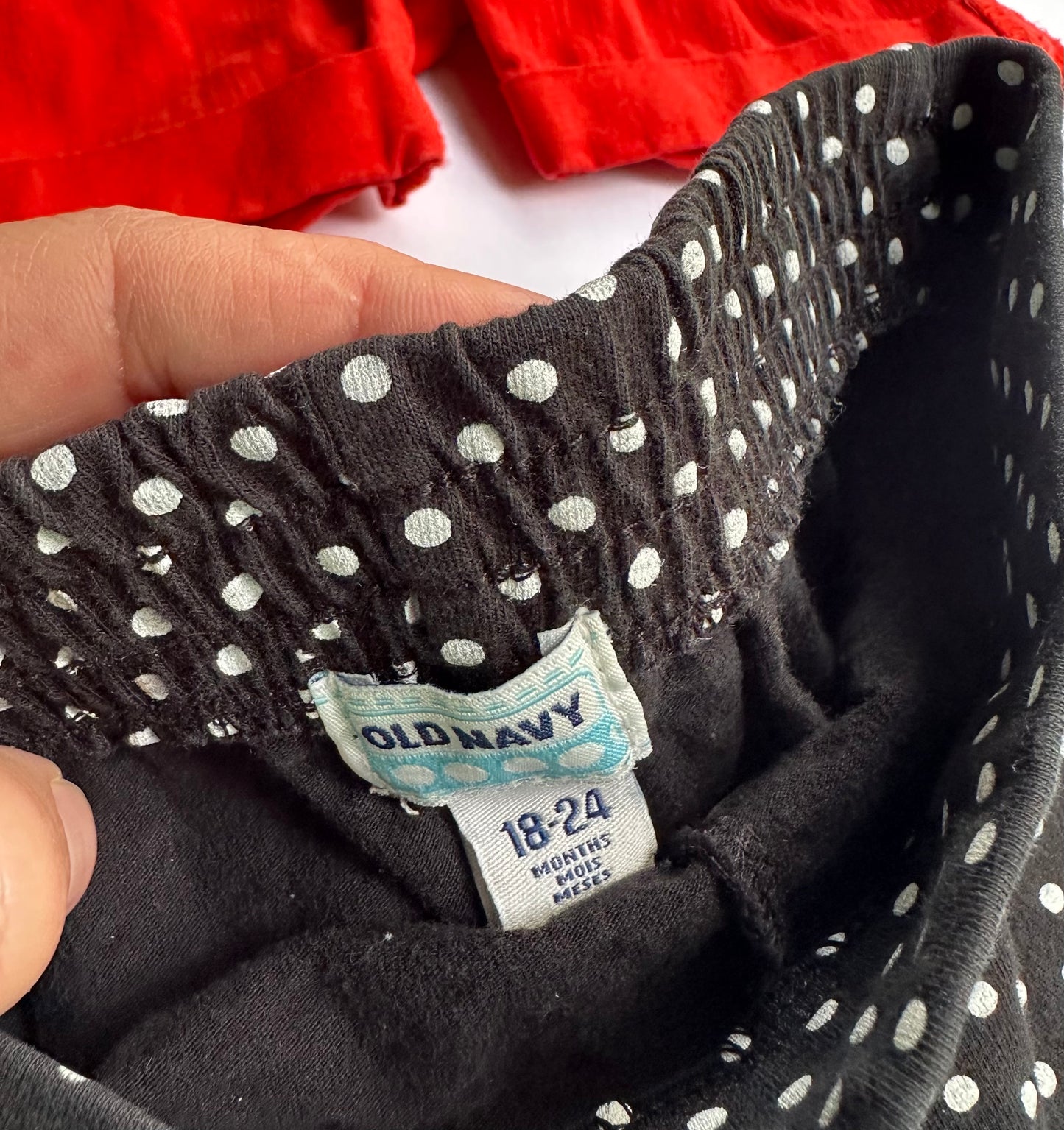 #146 Gap Old Navy Red Black Polka Dots Shorts Set Girls 18-24M