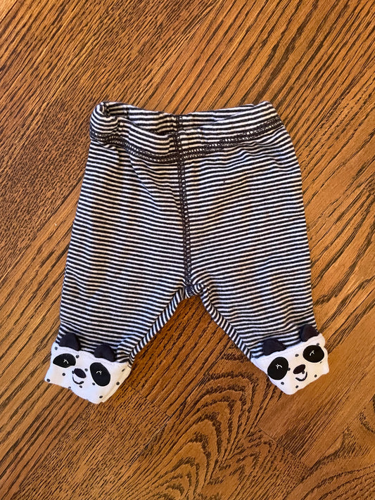Girls Newborn, Carter's, Black/White Striped Panda Ankle Pants