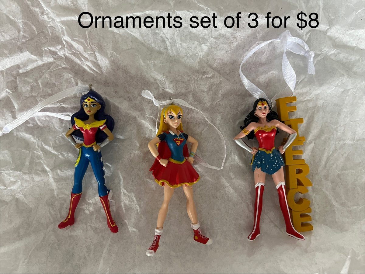 135 girl Superhero ornaments, set of 3