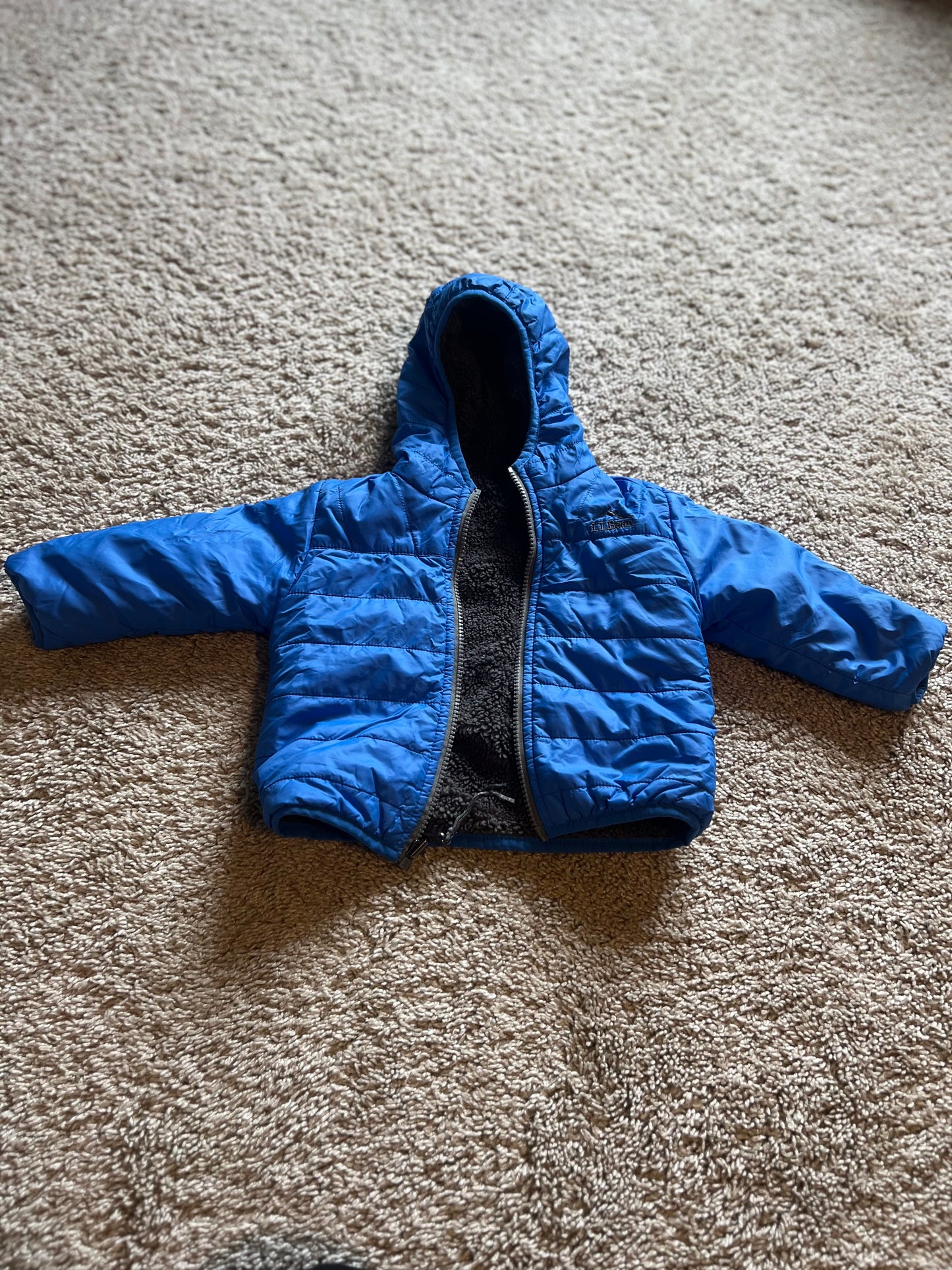 #53 LL Bean Blue Reversible Jacket 12-18 months