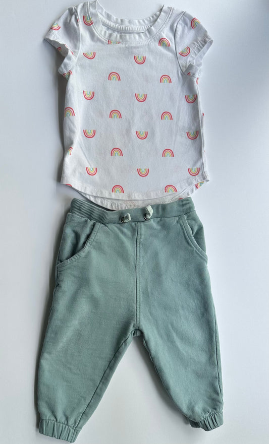 #146 Cat & Jack and Ruggedbutts Rainbow Outfit Girls 12M