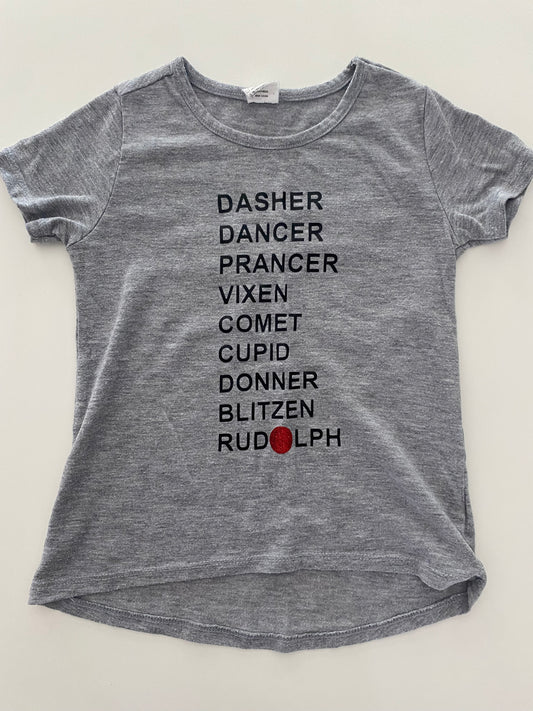 #117, Girls 3T, Gray reindeer name T-shirt, GUC