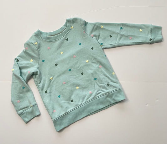 #121 Girls 3T Cat & Jack blue with hearts sweatshirt, GUC
