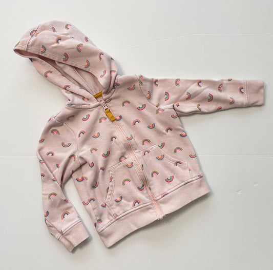 #121 Girls 3T Cat & Jack pink with rainbow full zip jacket with hood, VGUC