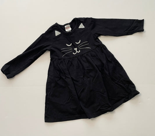 #121 Girls 3T Hannah Andersson black cat dress, EUC