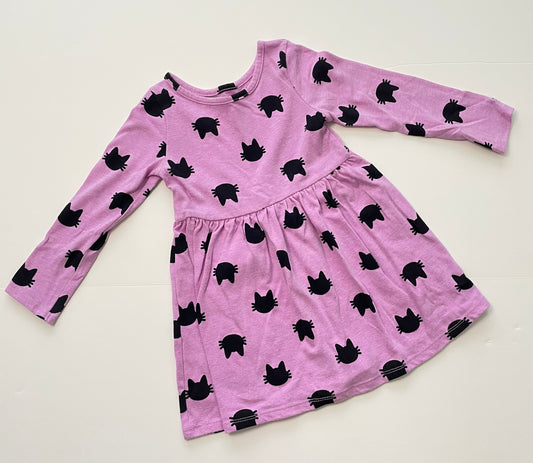 #121 Girls 3T Cat & Jack purple with black cats dress, EUC