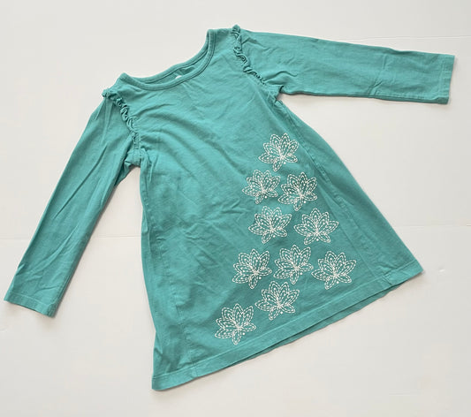#121 Girls 3T Tea Collection blue with flowers dress, EUC