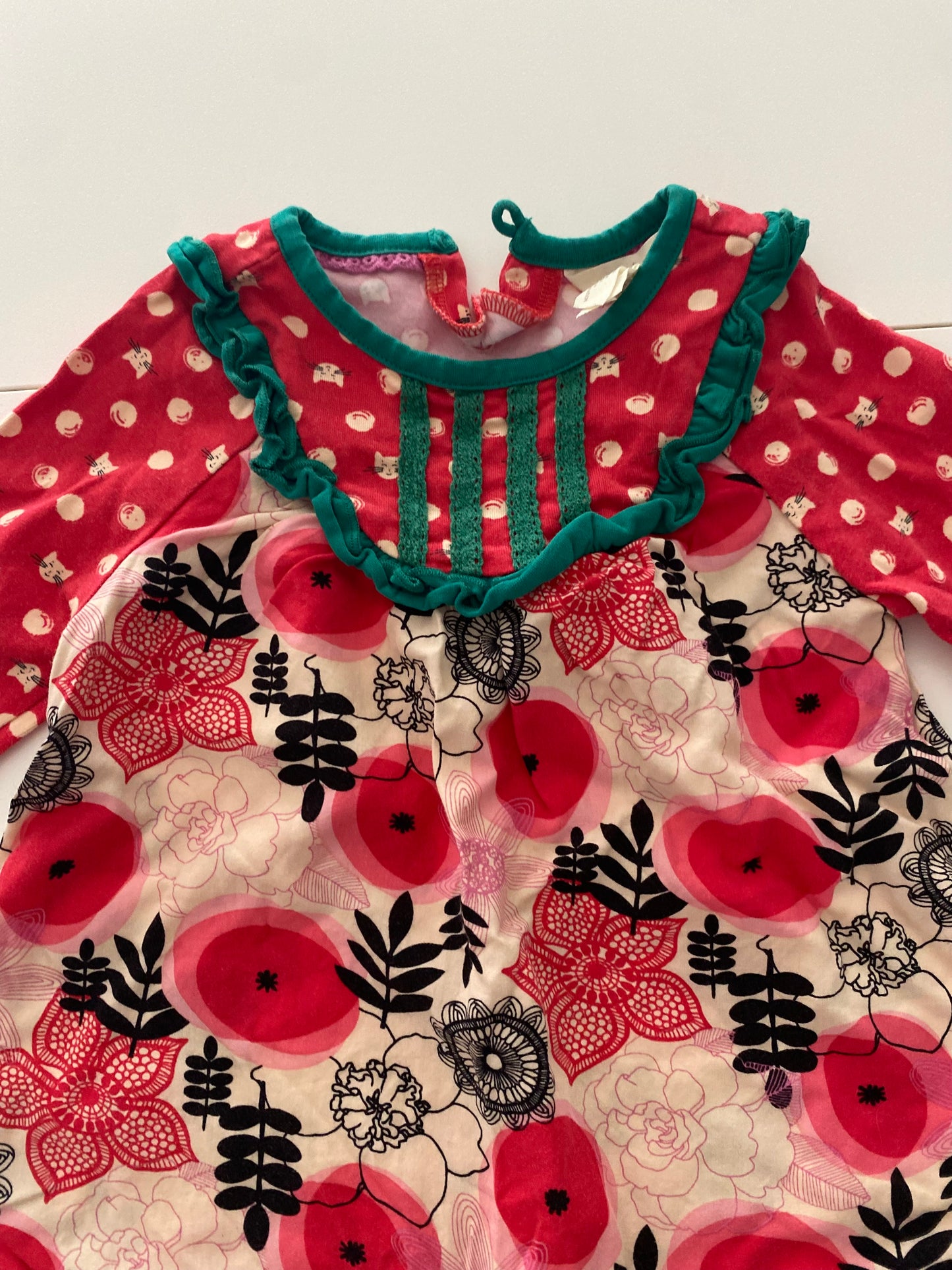 #117, Girls 18M, Matilda Jane red kitty print tunic dress, GUC