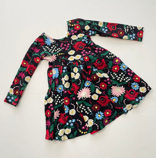#121 Girls 3T Hannah Andersson floral ballet scoop back dress, VGUC