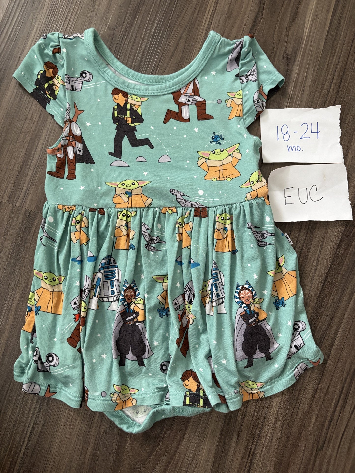 #77 - 18-24 Mo - EUC Little Sleepies - Grogu & Friends Dress