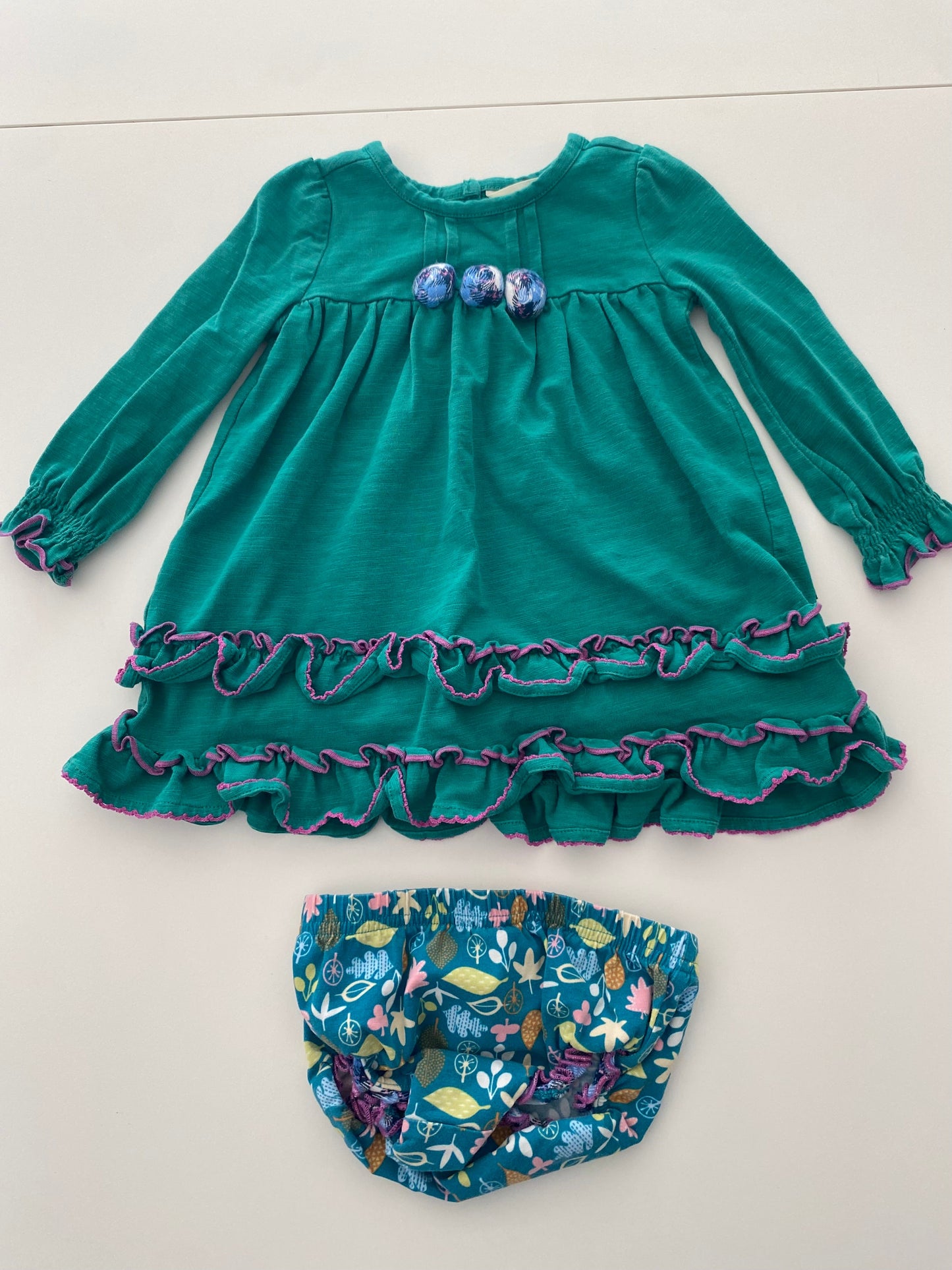 #117, Girls 12M, Matilda Jane Green ruffle dress, GUC