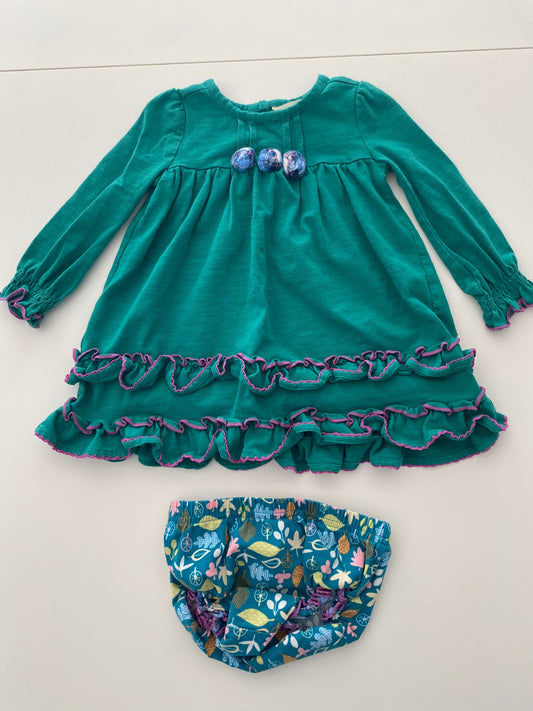 #117, Girls 12M, Matilda Jane Green ruffle dress, GUC