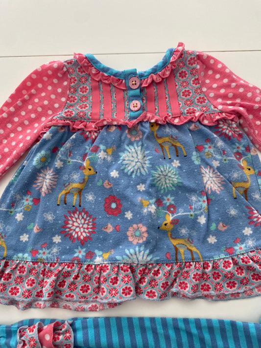 #117, Girls 18M, Matilda Jane Raindeer print pajamas, GUC