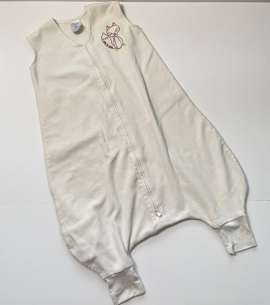 #121 Halo Large/12-18M/22-28lbs fleece cream sleep sack with foot holes, VGUC