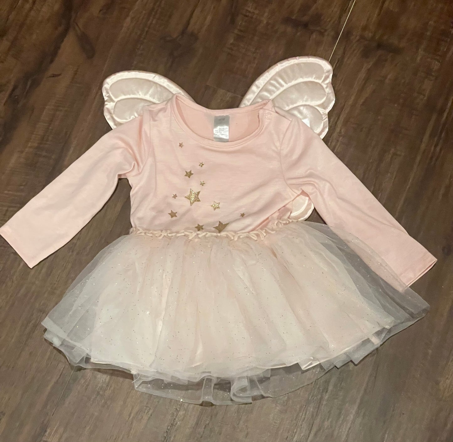 83A girls H&M pink butterfly dress size 12 months EUC