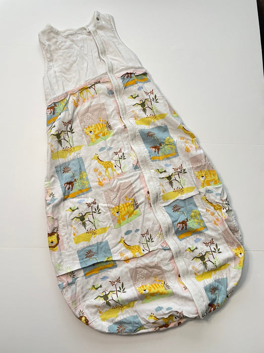 #121 Baby in a Bag large cotton sleep sack animal print, GUC