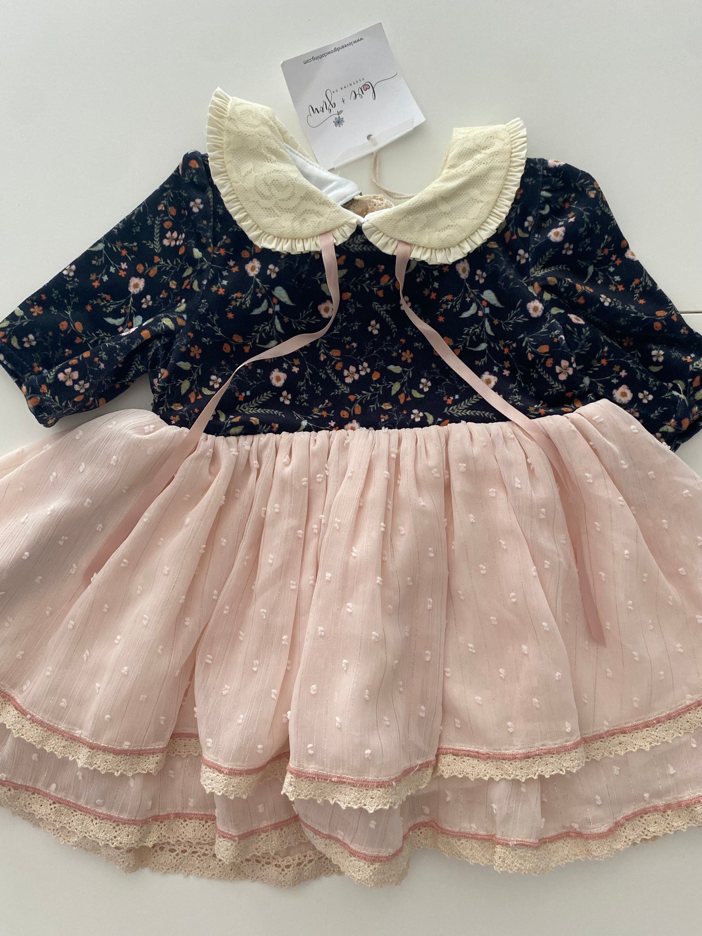 #117, Girls 2T, Love + Grow velvet floral print dress, New