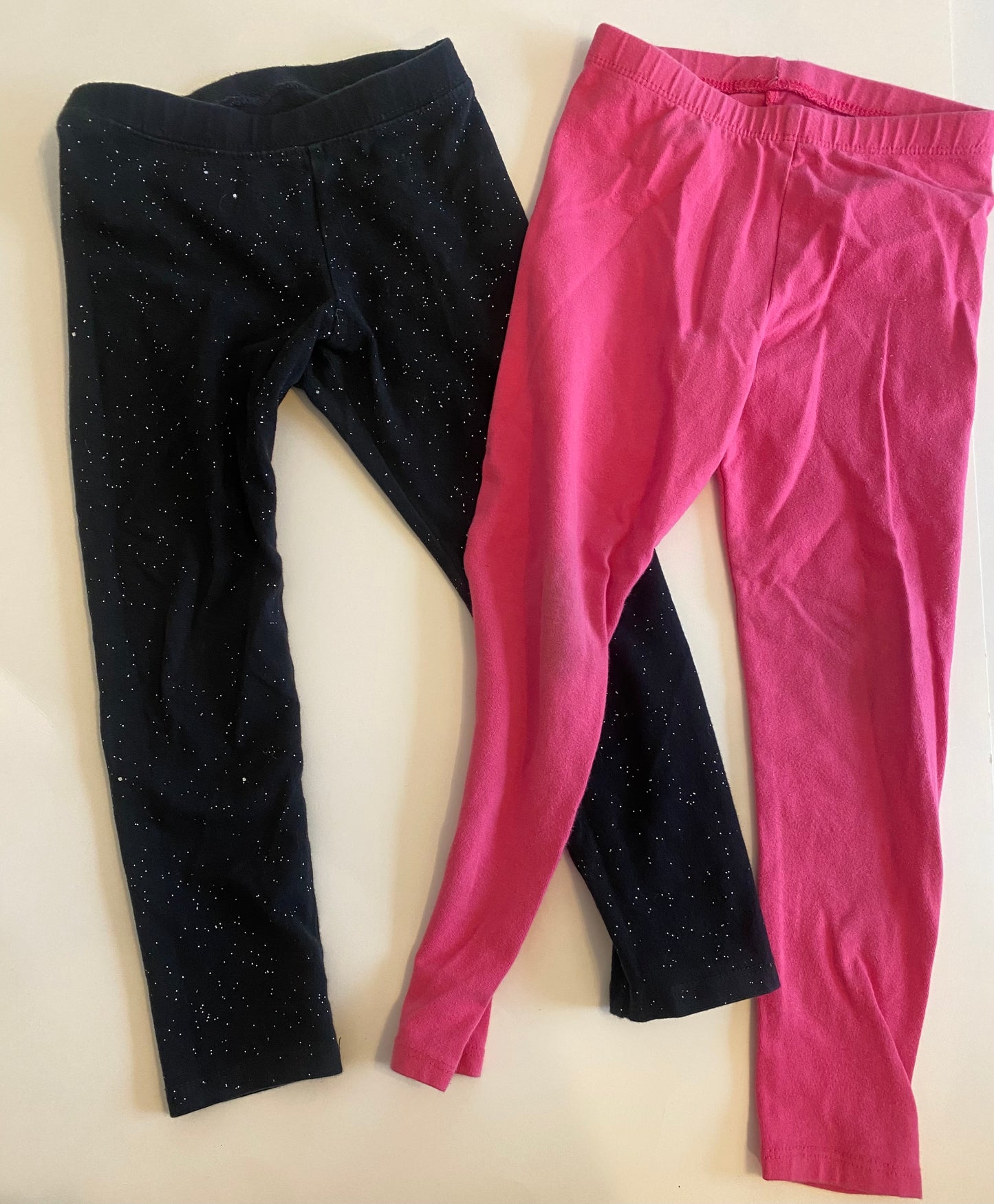Girls 4T leggings. Black sparkle and pink