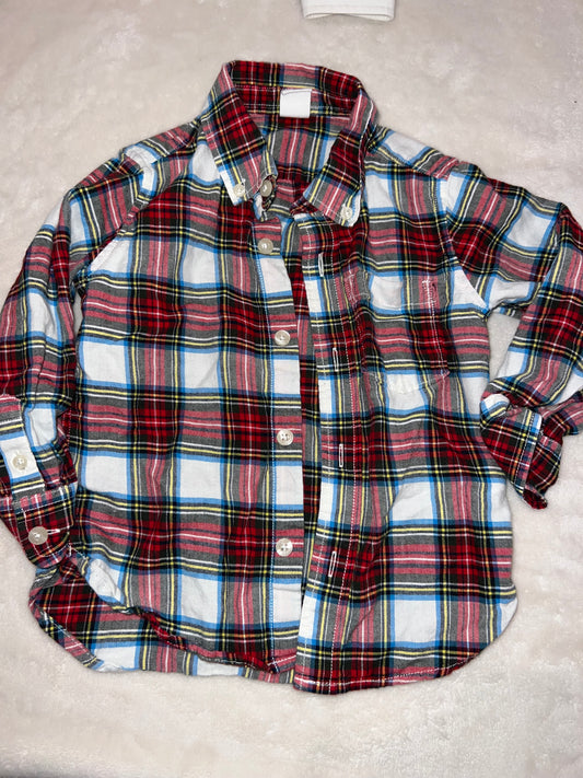 #46 Boys 3T Gap button down plaid euc