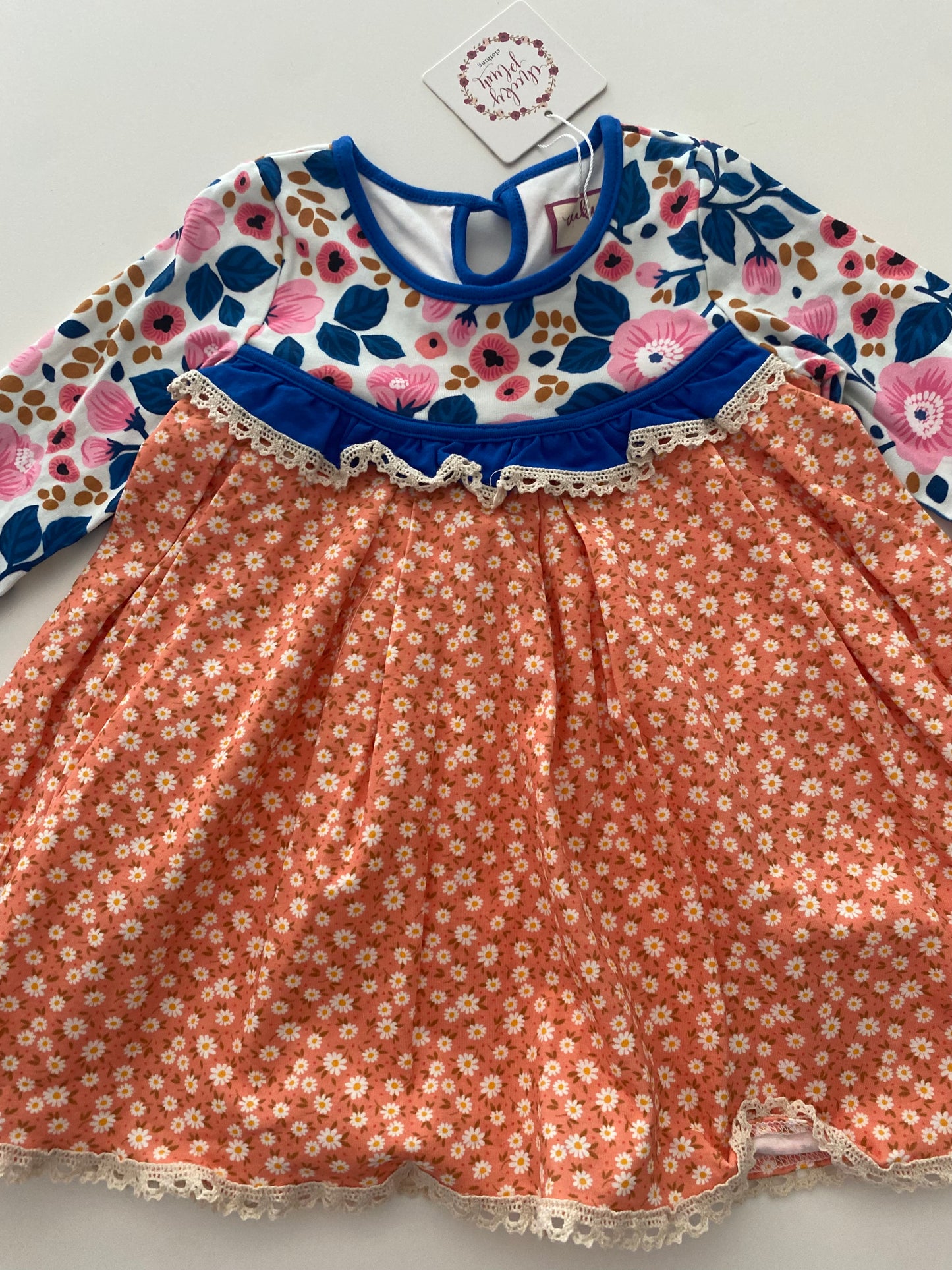 #117, Girls 2T, Cheeky Plum orange floral print tunic set, New