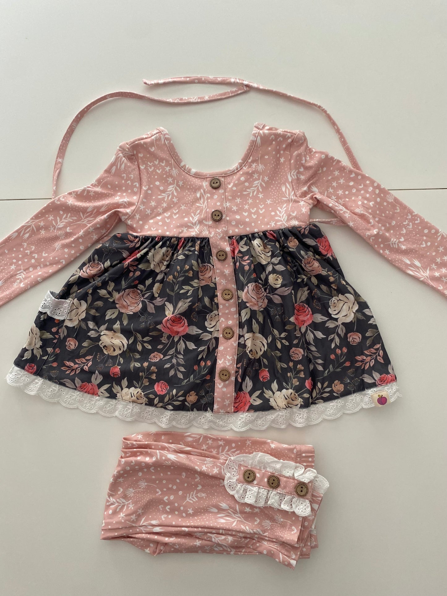 #117, Girls 2T, Cheeky Plum pink blush floral tunic set, New