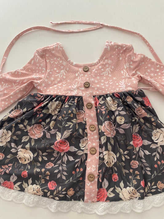 #117, Girls 2T, Cheeky Plum pink blush floral tunic set, New